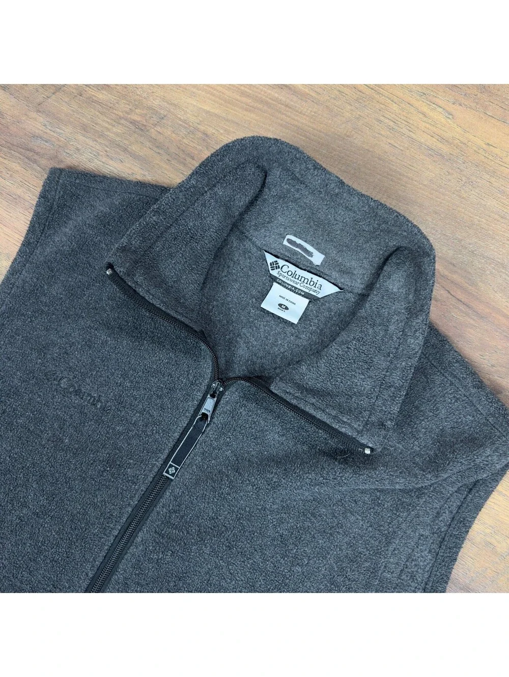 Columbia Mens Fleece Vest Charcoal Gray Full Zip Medium